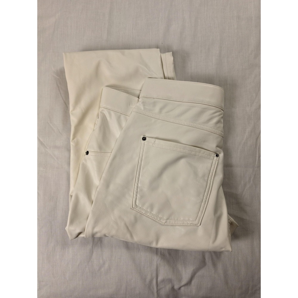HUE Leggings Womens Large White Faux Leather High Rise Stretch Jegging 21253